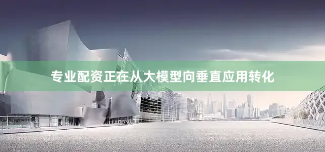 专业配资正在从大模型向垂直应用转化