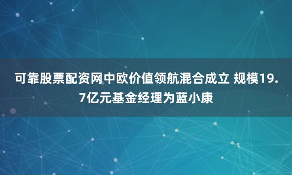 可靠股票配资网中欧价值领航混合成立 规模19.7亿元基金经理为蓝小康